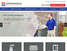 Tablet Screenshot of dependableheatingcooling.com